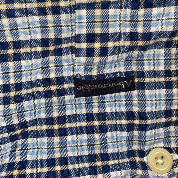 Vintage Abercrombie Fitch Blue Plaid Short Sleeve Button Up Mens Large 1990s Y2K - Picture 6 of 9